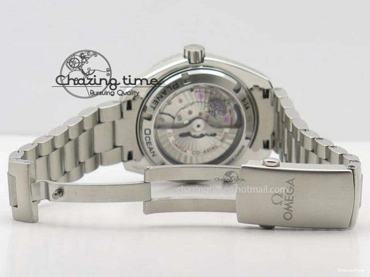 0119 Planet Ocean GMT 42mm V6F Best Edition Black Dial Silver Markers On SS Bracelet A Casual 8273